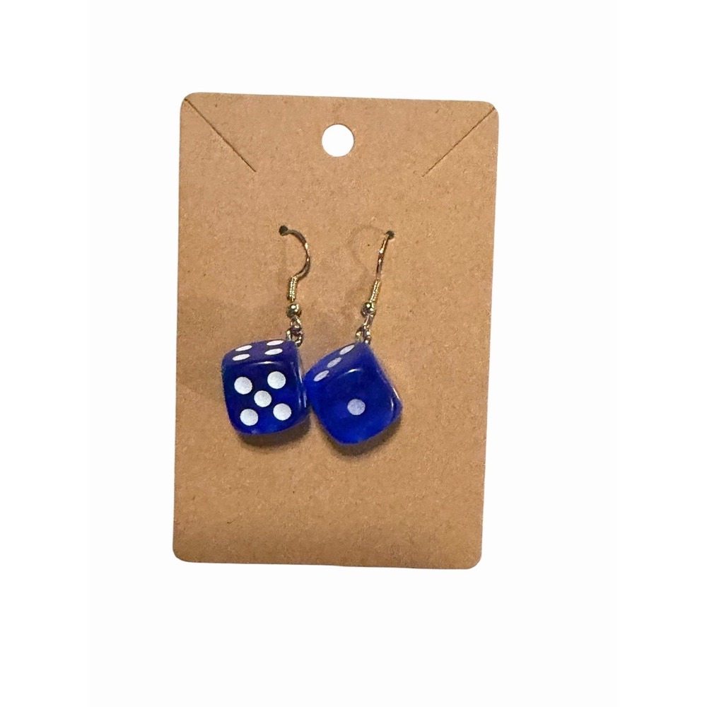 New Novelty Fashion Earrings blue dice dangle